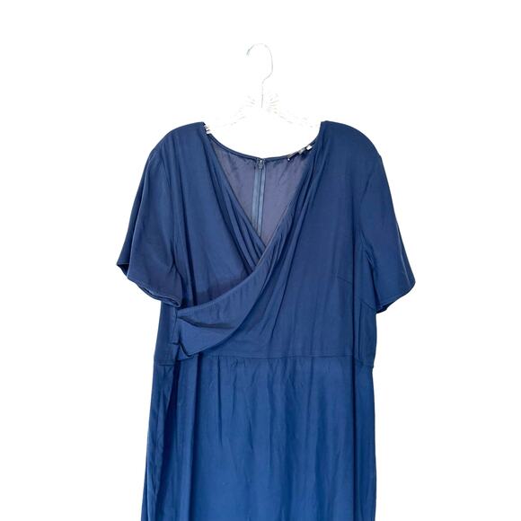 Universal Standard Navy Blue Work Office Faux Wrap Short Sleeve Dress Size 14-16 - Picture 3 of 12